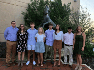 The 2019 Fall Homecoming from right to left are seniors Alec Hittchens, MaHaley Abel, Corbyn Meyers, Gracey Cowden, Conor Zorn, Meg Putnam, Zade Barker, and Avery Anderson.  They were all nominated by the senior class and will be voted on by the student body.  (Photo curtesy of StuCo)