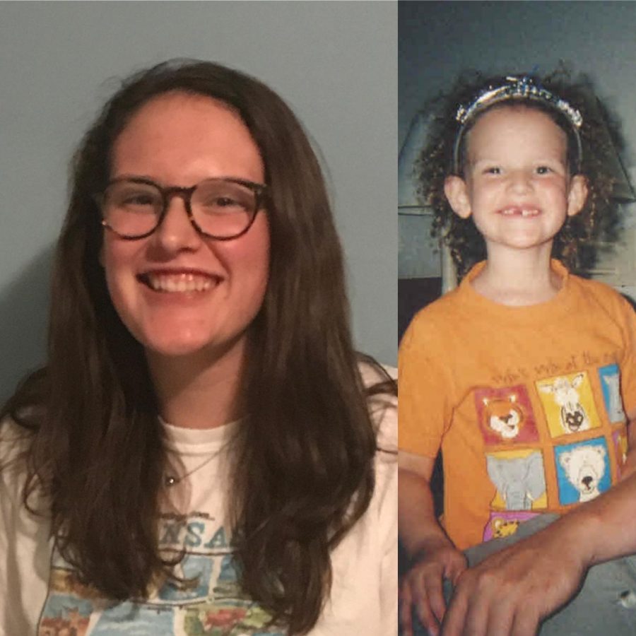 Me, today, with my straight(ish) hair, and me when I was three with my boingy curls (photos by CSmith).  
