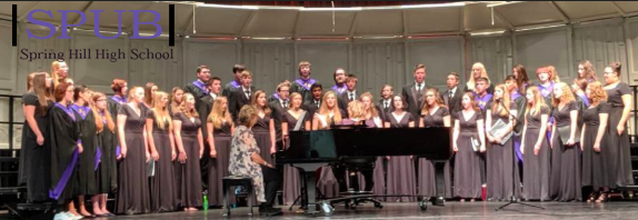 On October 8, the Beginning choir, Concert choir, Destiny, and Madrigals sing the Spring Hill High School Alma Mater (photo by RWhite). 