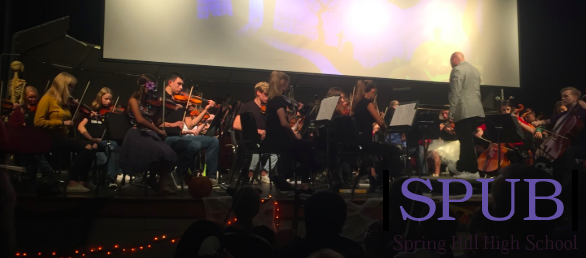 he high school orchestra performing songs from the DIsney movie Frozen during their concert on Oct. 23. It was widely agree apon that the performance went well (Photo by SKuhn).