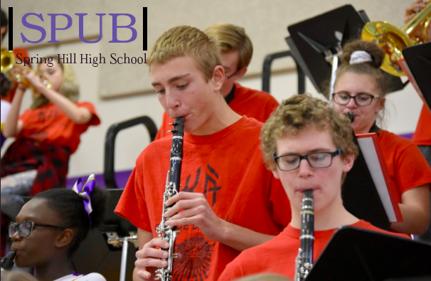  The clarinet section hard at work entertaining at a home basketball game. The pep band plays at all home basketball and football games. (Photo by A. Frigon).