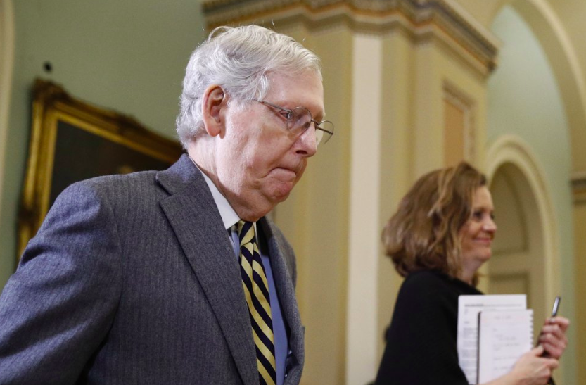 On Jan. 27, Senate Majoriety Leader, Mitch McConnell, leaves after a day of hearing the impeachment trial of President Donald Trump. They are set to vote regarding witnesses soon (Photo courtesy of AP Photo and Patrick Semansky).  