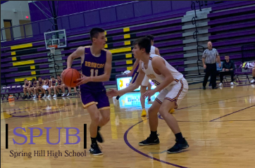 Varsity boys practice, Daniel Mitchell, 10, guarding John Mitchell, 11. This was a few weeks before the tournament (Photo by PCooper).