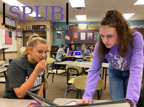 Kaitlyn Wilson, 10, and Alynna Mattox, 10, work on an upcoming assignment. Wilson is the president of the environmental club (Photo by S. McCoy). 