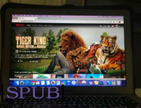 When you open Netflix, this is the first thing you see. “#1 in the U.S Today” along with Joe Exotic, the main character, posing with a few of his big cats. It then plays a short preview of the series, grabbing the viewer’s attention (Photo by M. Putnam).