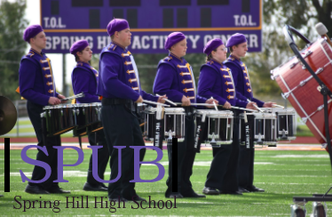 On Oct. 23, the tenor and snare line preform during the band’s performance of their halftime show, Cirque Du Soleil, at Spring Hill’s home competition. They were currently preparing for the annual pops concert when the coronavirus interrupted their plans.  (Photo by K. Oakes).