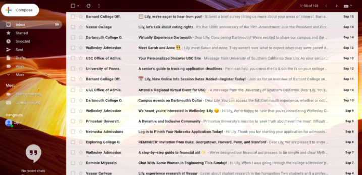 The+college+inbox+of+Lily+Kuhn%2C+12%2C+holding+hundreds+of+emails+from+dozens+of+colleges.