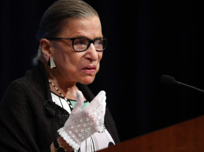 At Georgetown Law School, the late Supreme Court Justice Ruth Bader Ginsburg speaks to students on Sept. 17, 2020. She passed away on Sept. 18, 2020; her death leaves an important vacancy on the Supreme Court Bench and begs the question: who should fill it (Photo Courtesy of Carolyn Caster via AP).  