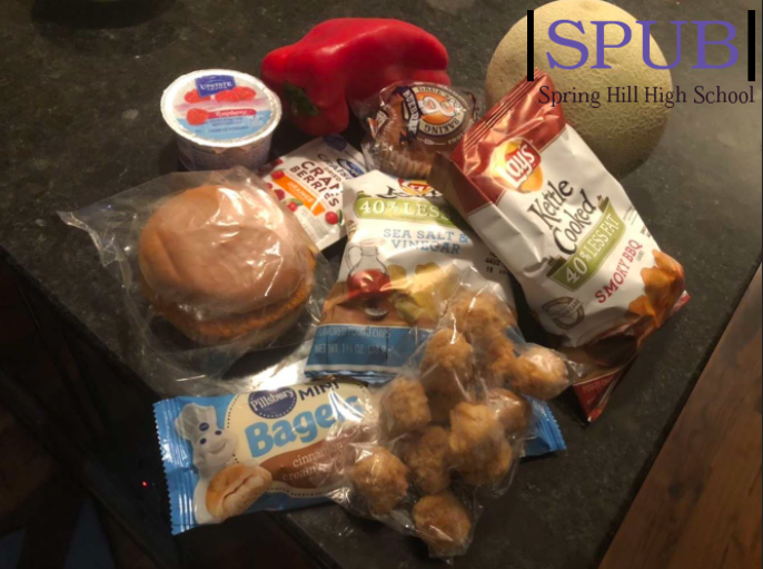 Selections like these are only a portion of what the school district has been offering to students who take advantage of the free meals being offered. Even when everyone returns to the school, they are still guaranteed one free entree (photo by  G. Roberts). 