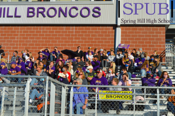 Spring Hill fans cheer on the boys varsity soccer team as they play in sub-state (photo credit L. Haney).
