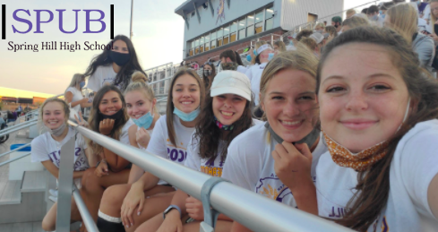 My friends and I enjoying our front row student section seats at the football game, which we waited four years to have. Just another perk of being a senior (photo credit M. Putnam).
