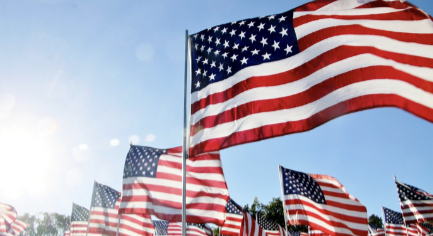 American flags are lined up to symbolize the unity the country needs (photo courtesy of NPR).