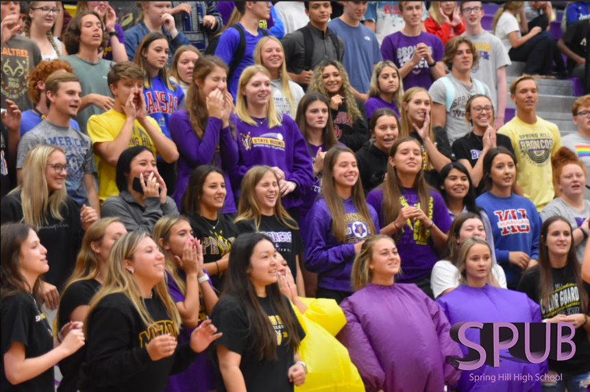 On Aug. 23, the entire student body attended a back to school pep assembly. The pep assembly was designed to show both freshmen and sophomores how a pep assembly works at SHHS (Photo by A. Shelter). 
