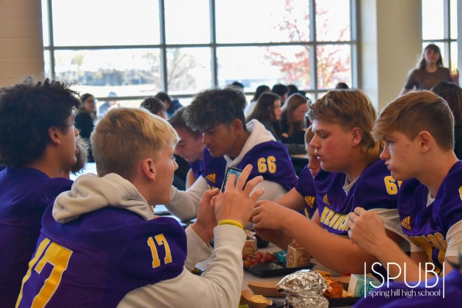 On Oct. 28, the football teams eat lunch together before a football game later that day.