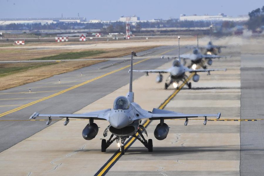 South Korean Air Forces KF-16 fighters prep for drills (photo courtesy AP News).