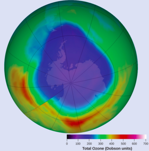 A map of the ozone layer (photo by OpenStax).