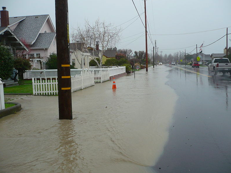 Water fills the streets of California after the severe storms (photo link in article).
