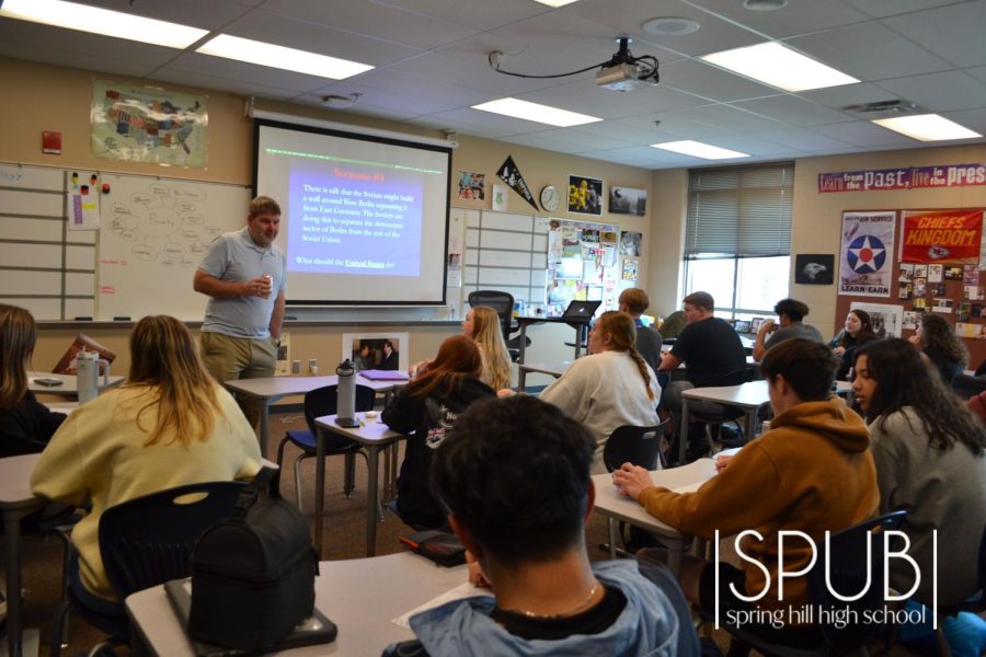 On Mar. 22, Nicholas Madelen does an activity with his american history class, presenting hypothetical scenarios where the United States must make diplomatic decisions.