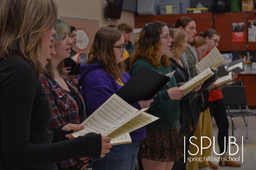 On Mar. 23, the Madrigals rehearse a song during their class.