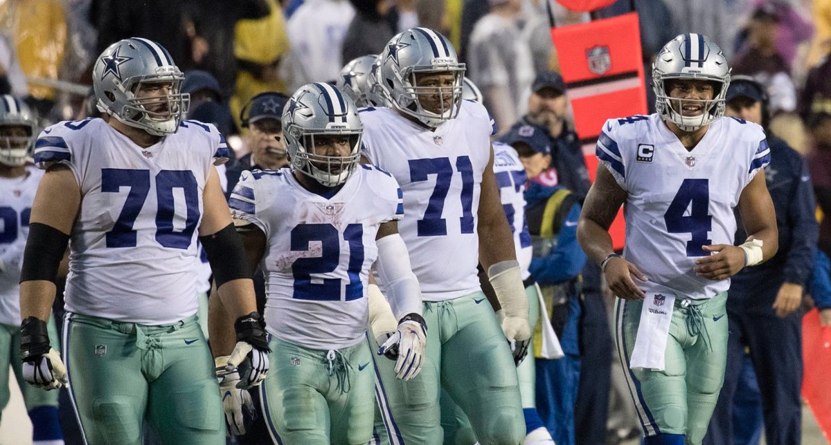 The Dallas Cowboys celebrate after a good play. They are currently 4 and 2 right now (Photo by K. Allison). 