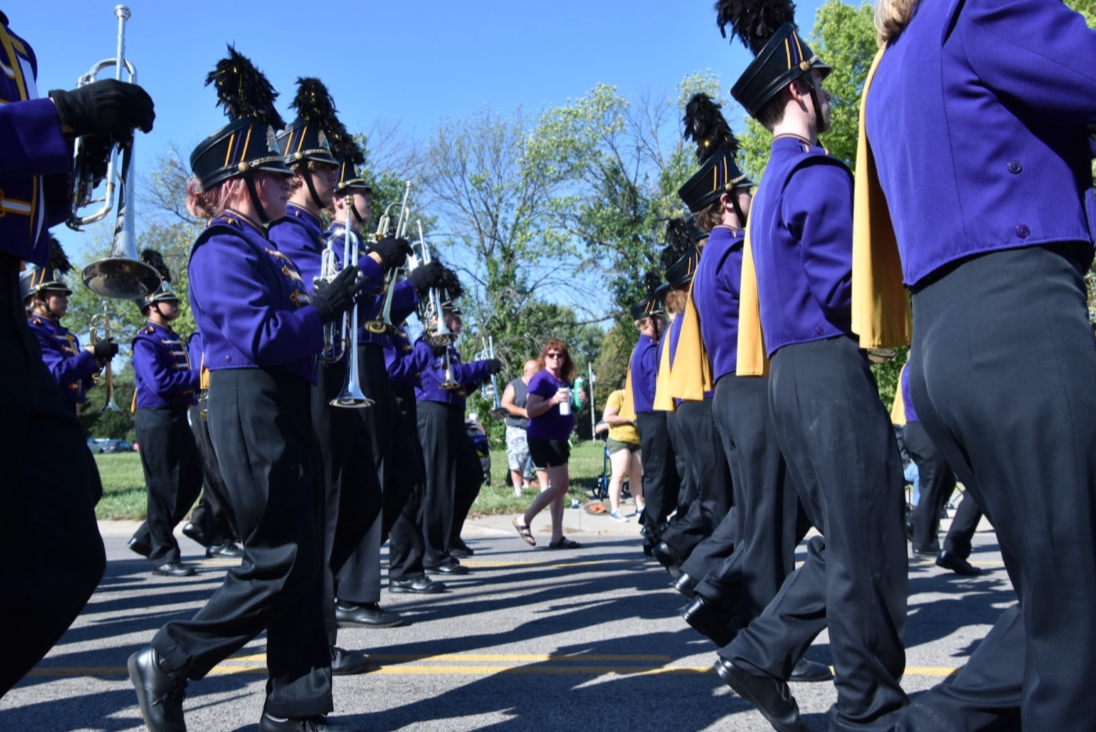 On Sept. 30, the Bronco band marches in the Fall Fesival parade. The jazz band performed later that day at the festival (Photo by C. Callen). 