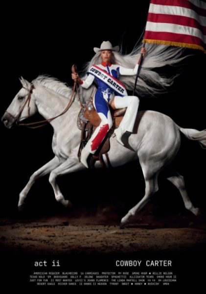 Beyoncé sits on a horse for the cover of their new country album. The album has sparked controversy in the music industry (Photo provided by Bagel Cathie and Parkwood Entertainment). 