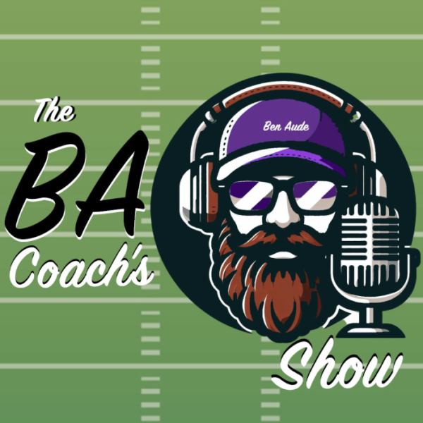 Opening Logo for the BA Coaches Show, created by an outside source.   Aude produced his first episode on April 14, 2024 starting with how the podcast will run in the future (Photo by B. Aude). 
