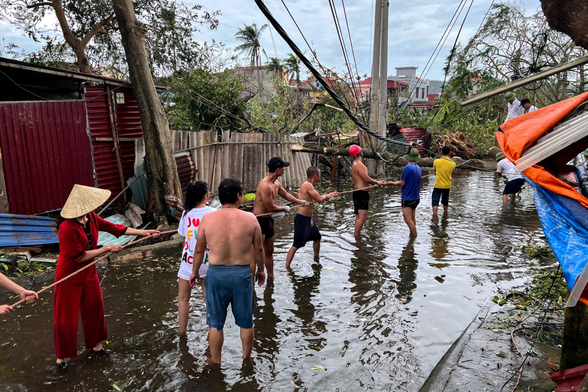 Damage from the Typhoon Yagi is shown. Severe cases of Destruction like this have surrounded The country of Vietnam (Photo by Minh Nguyen/Reuters)