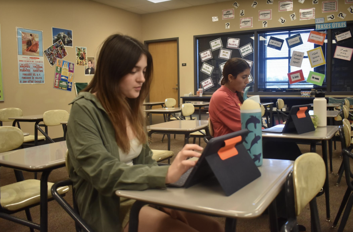 Baxter sits in Spanish Four class. There are four Spanish classes students can take. (Photo by Paityn Creach) 