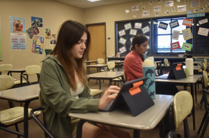 Baxter sits in Spanish Four class. There are four Spanish classes students can take. (Photo by Paityn Creach) 