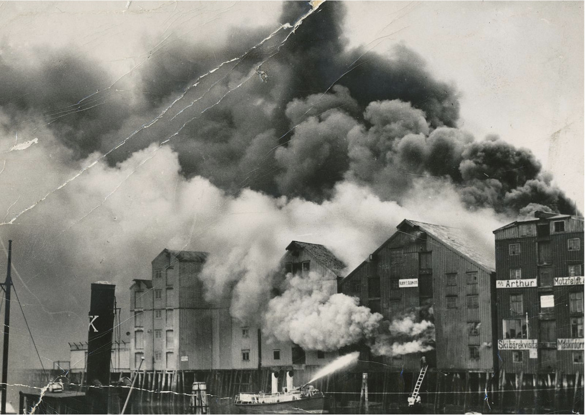 1936 factory fire in Norway (Photo by Municipal Archives of Trondheim)