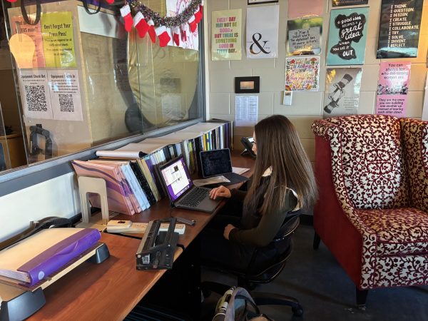 Holly Lichtenauer, 10, studies for finals during their forth hour class (Photo by Hannah Mueller).