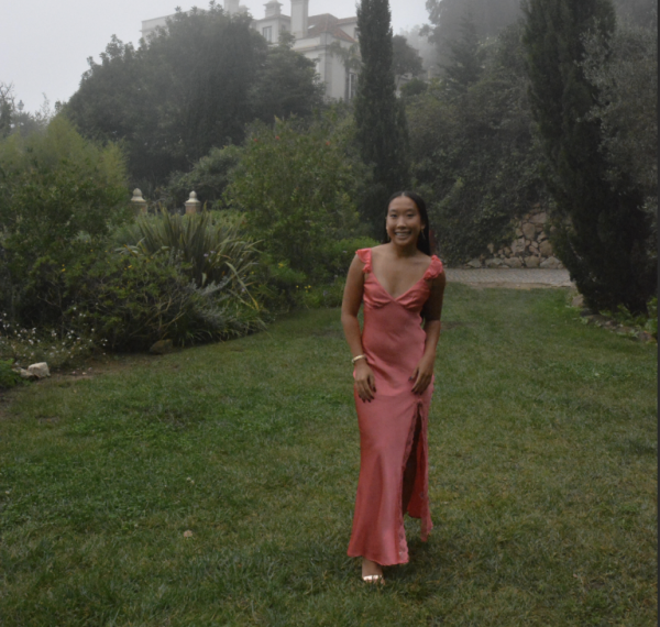 Pharathikoune poses at her aunt's wedding. The wedding was in Sintra, Portugal. (Photo provided by M. Pharathikoune)