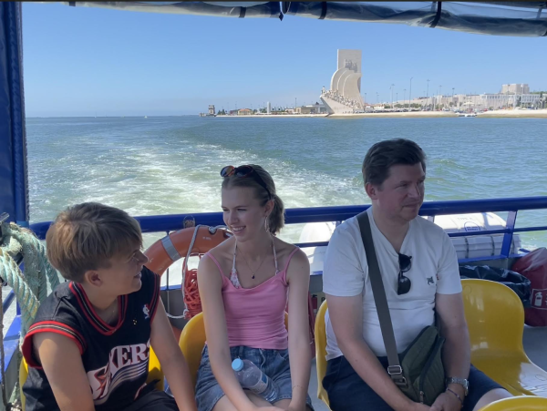 The Wolgast family travels on a ferry when visiting Lisbon, Belém. This was on a family vacation to Portugal. (Photo by Wolgast)