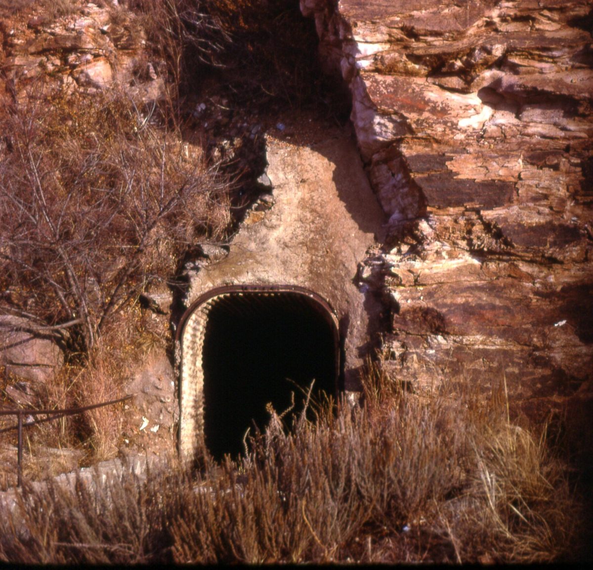 A mine entrance in South Africa. Miners are said to have been trapped for months inside the abandoned mineshaft. (Photo by J. Atherton)