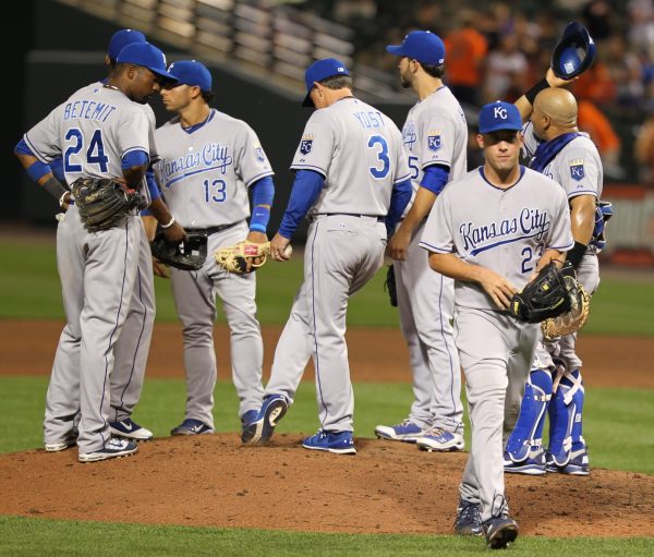 In 2011, Royals players gather around the mound. They finished the season in fourth position in 2011. (Photo provided by Mallory Marmon)