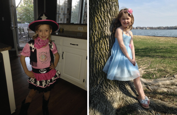 Left: Addison Lightcap, 11, shows off her halloween costume. They expressed that they reminisce on their childhood often. (photo provided my A. Lightcap) Right: Maura Fuqua, 11, poses as a family member captures a memory. Despite the struggles moving has caused throughout their childhood, they believe that it has made them who they are today. (photo provided my M. Fuqua)
