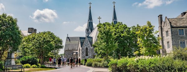 Students walking around the campus of Villanova University. The law enforcement officers that took up this case claim there have been a multitude of false school shooting threats over the recent months. 