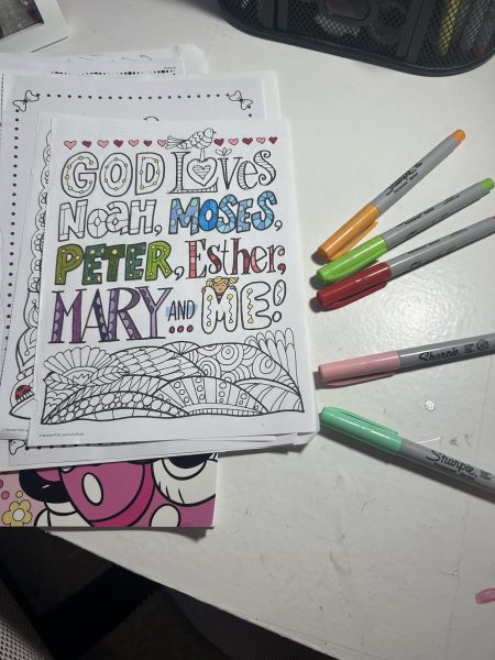 This is one of Sienna Kadera-Redmond's many coloring pages. They work on this whenever they feels overwhelmed, and it helps them wind down.