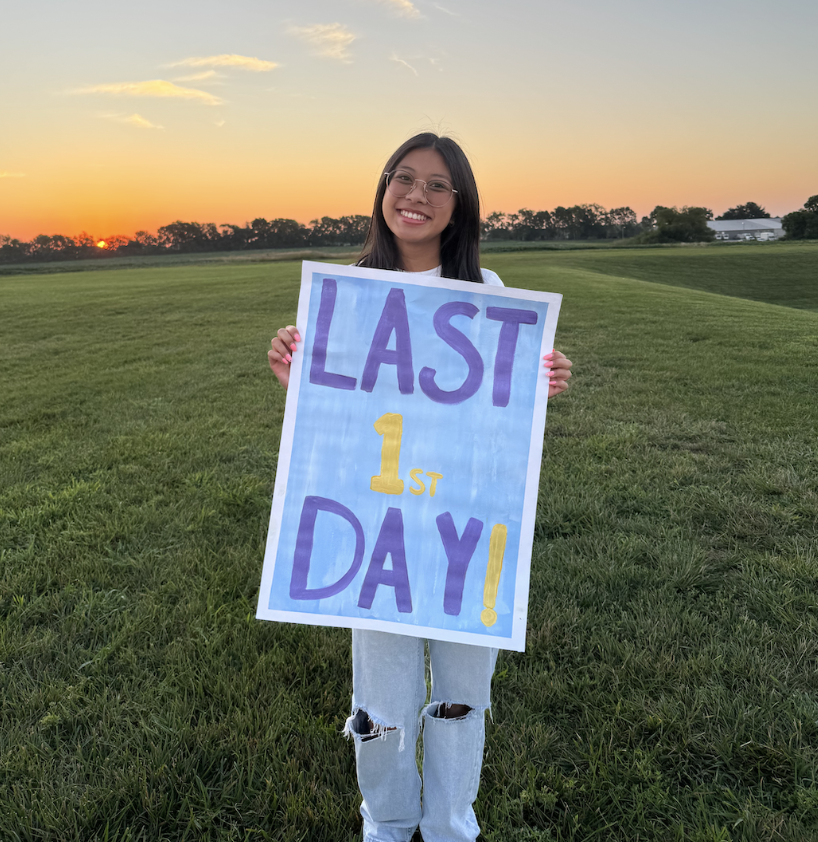 Kayley Tran, 12, poses for their first day of senior year. Senior sunrise was the first event all seniors were able to participate in. 