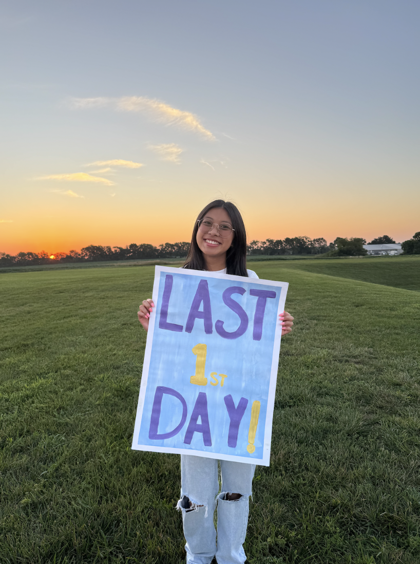 Kayley Tran, 12, poses for their first day of senior year. Senior sunrise was the first event all seniors were able to participate in. 