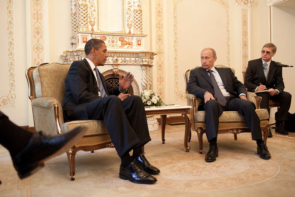 On July, 2009, Putin and Obama meet at his dacha just outside Moscow, Russia.