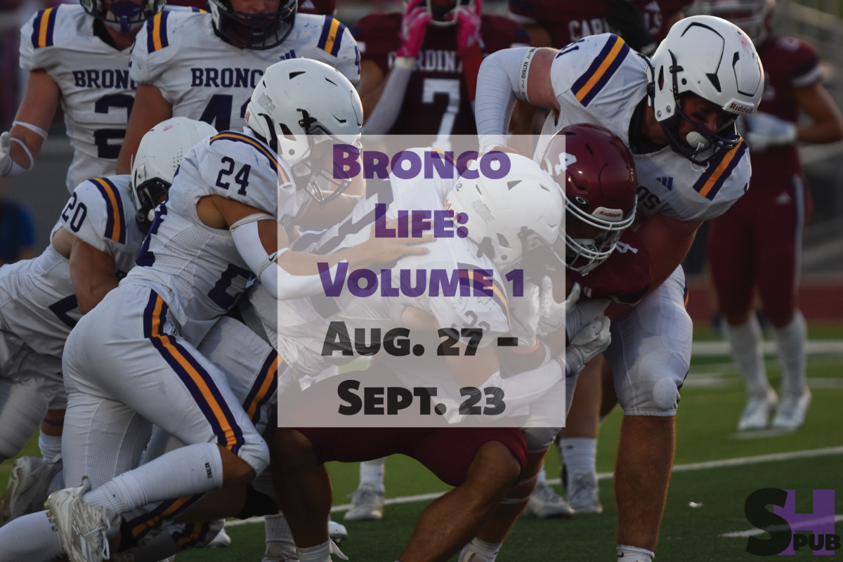 On Sept. 19, Syler Stewart, 12, Mason Harvey, and Brooks Bayer, 11, collectively take down a Eudora opponent. The Broncos fell to the Cardinals 14-24.