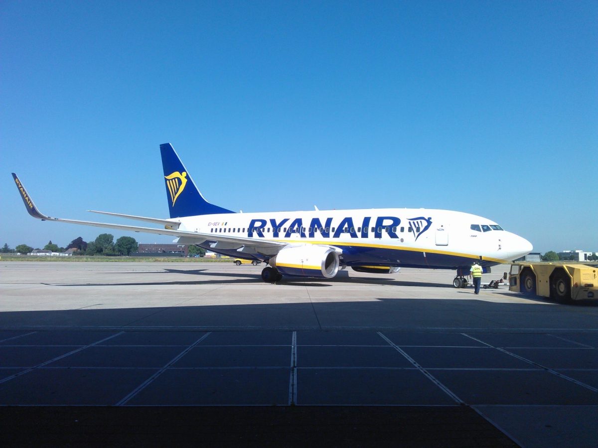 A Ryanair airplane at the airline's headquarters in Swords, County Dublin, Ireland. Just 4 years ago, a Ryanair flight had to divert to Germany due to a bomb threat. 