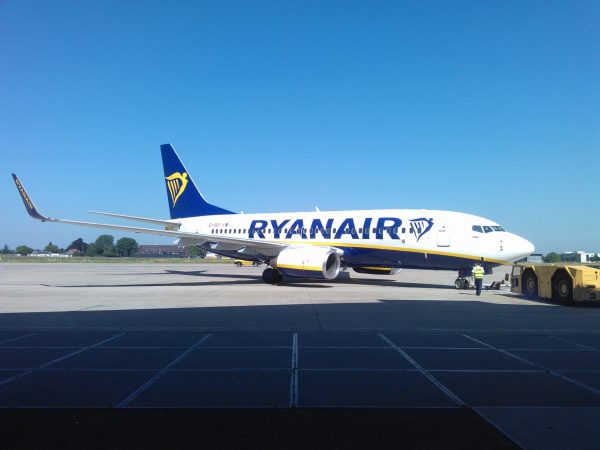 A Ryanair airplane at the airline's headquarters in Swords, County Dublin, Ireland. Just 4 years ago, a Ryanair flight had to divert to Germany due to a bomb threat. 