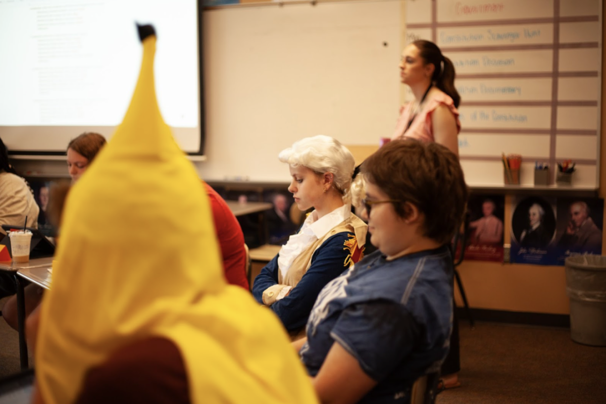 In Rebecca Hertog’s AP US History class, they are having an in depth reenactment of the Constitutional Convention. In hopes of stronger participation and understanding, Hertog encouraged her students to dress up and have fun.