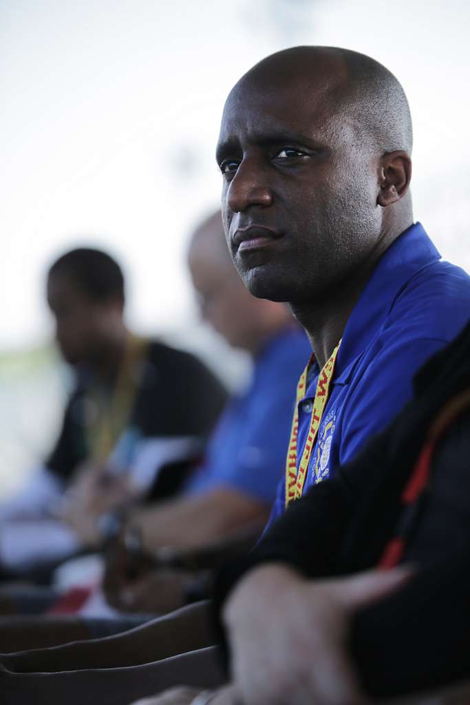 Mayor Quinton Lucas listens to a brief at the Officer Candidates School in Virginia in 2018. Lucas has served as mayor of Kansas City, Mo. for almost six years.