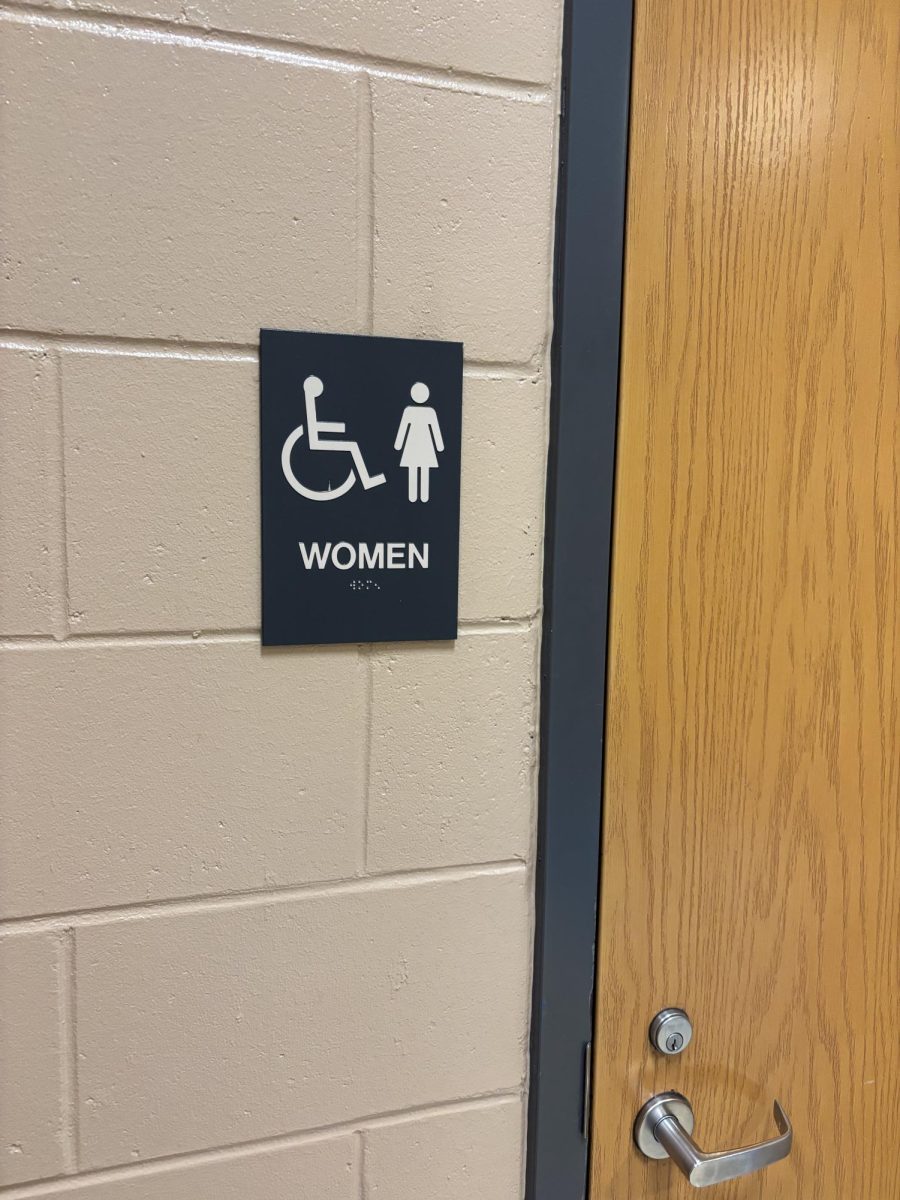 New Kansas laws require individuals across the state to use bathrooms or locker rooms matching sex assigned at birth. Signs like these notate gendered bathrooms across the country.