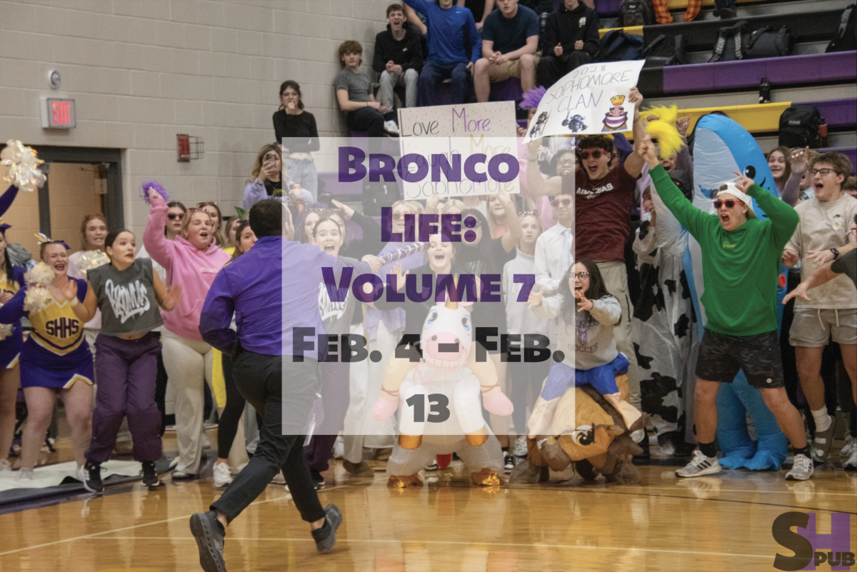 On Feb. 6, Kyle Kost, principal, gives the spirit stick to the sophomore class during the pep assembly. The spirit stick goes to the class who cheers the loudest.