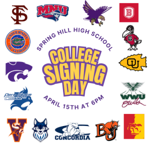 College Signing Night will take place in the main gym this evening. This event gives seniors the opportunity to share the sports they are continuing in the future. 